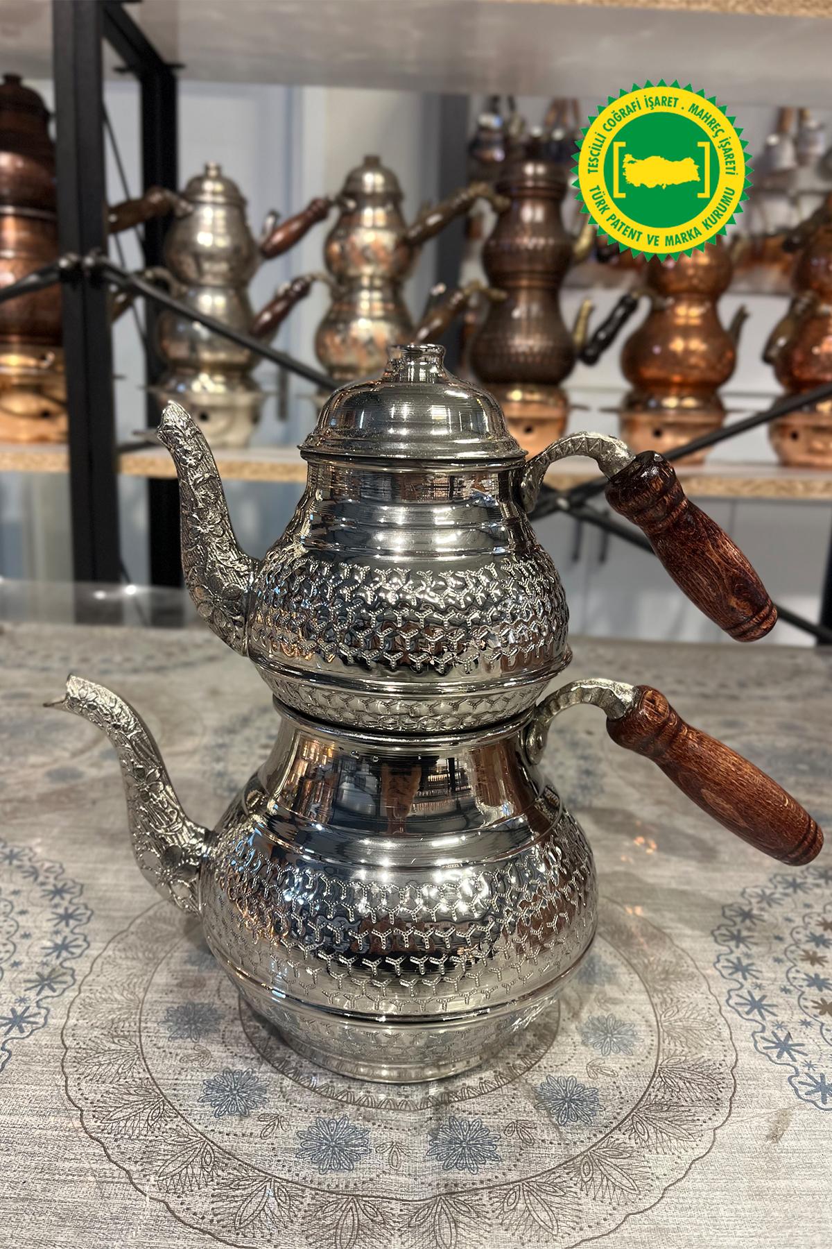 PETEK İŞLEME KLASİK KUŞAKLI DÖKÜM EMZİK BAKIR GRİ ÇAYDANLIK