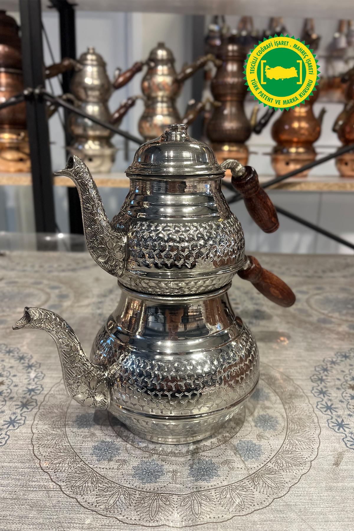 PETEK İŞLEME KLASİK KUŞAKLI DÖKÜM EMZİK BAKIR GRİ ÇAYDANLIK