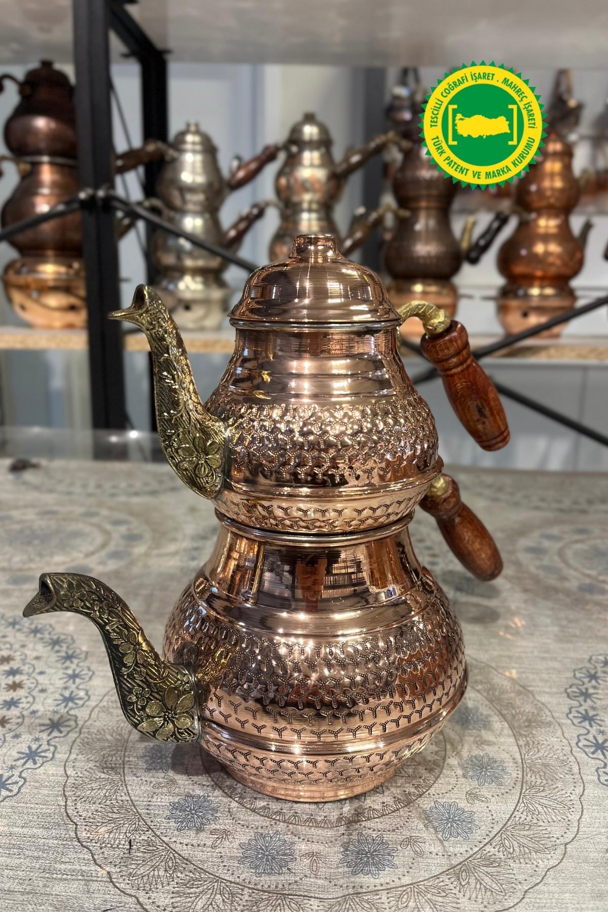 PETEK İŞLEME KLASİK KUŞAKLI DÖKÜM EMZİK BAKIR ÇAYDANLIK
