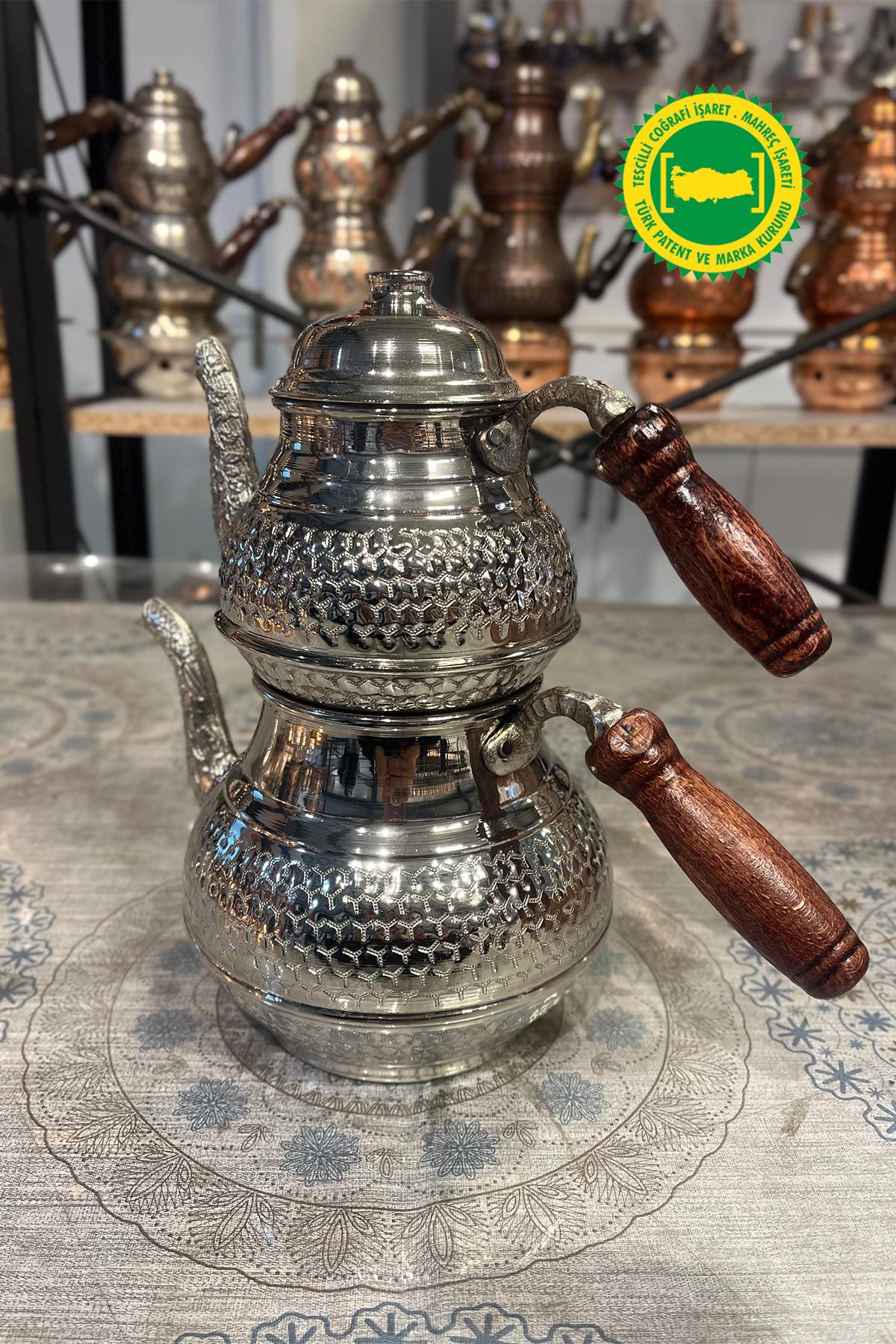 PETEK İŞLEME KLASİK KUŞAKLI DÖKÜM EMZİK BAKIR GRİ ÇAYDANLIK