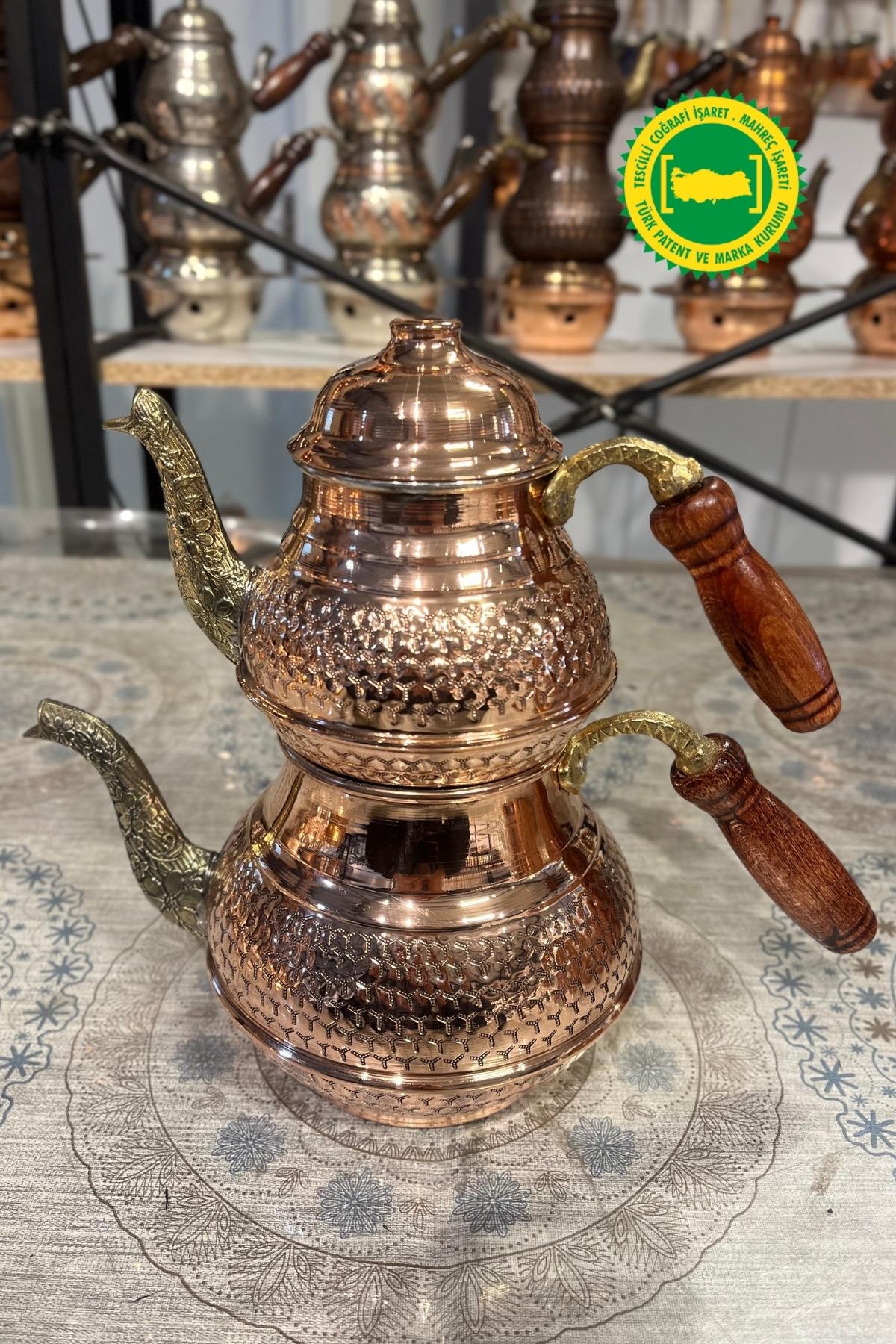 PETEK İŞLEME KLASİK KUŞAKLI DÖKÜM EMZİK BAKIR ÇAYDANLIK