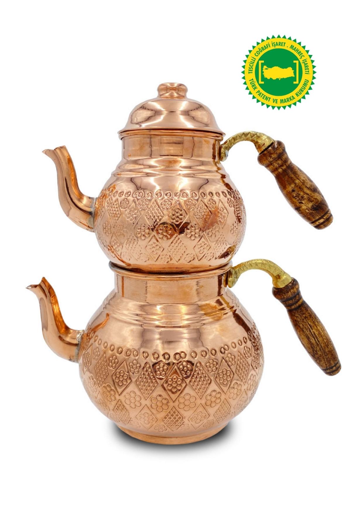 BAKIR BÜYÜK BAKLAVA DESENLİ ÇAYDANLIK