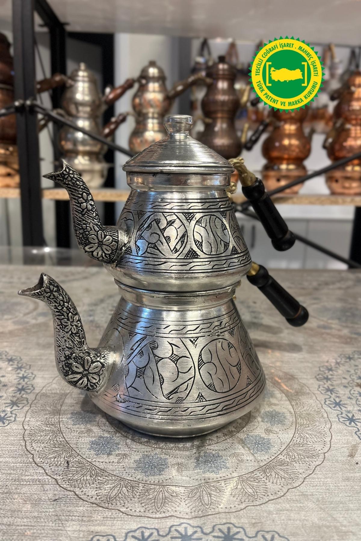 BAKIR BÜYÜK SELÇUK ÇAYDANLIK AĞIR OYMA İŞLEME GRİ