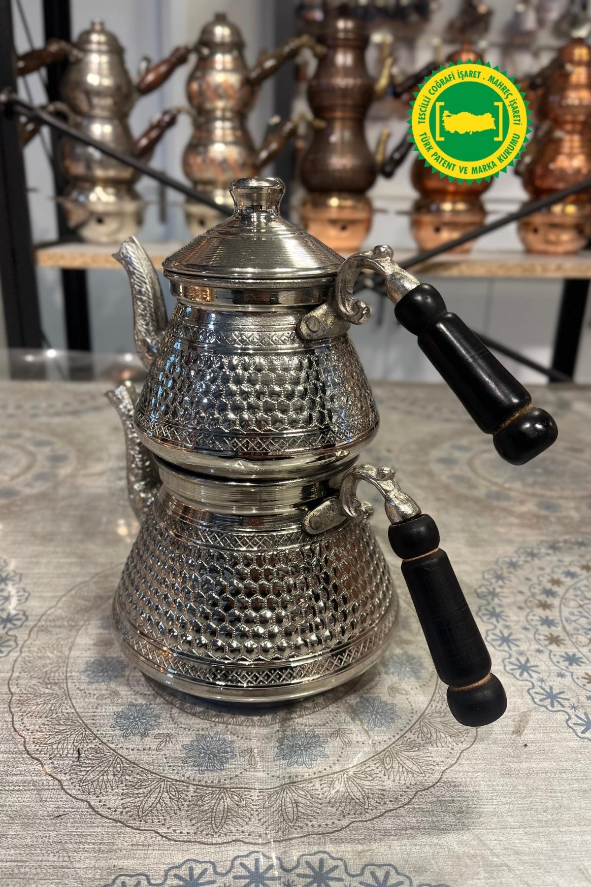 BAKIR PİRAMİT PETEK İŞLEME KALIN JUMBO DÖKÜM EMZİK ÇAYDANLIK