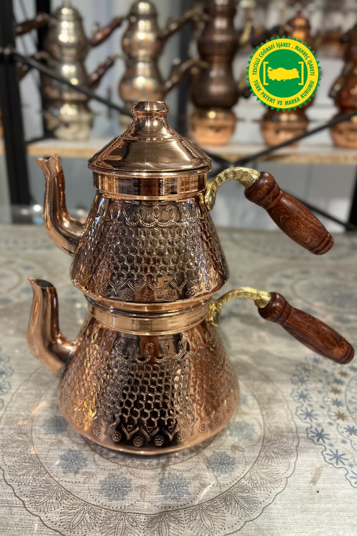 BAKIR PİRAMİT DESENLİ ÇAYDANLIK