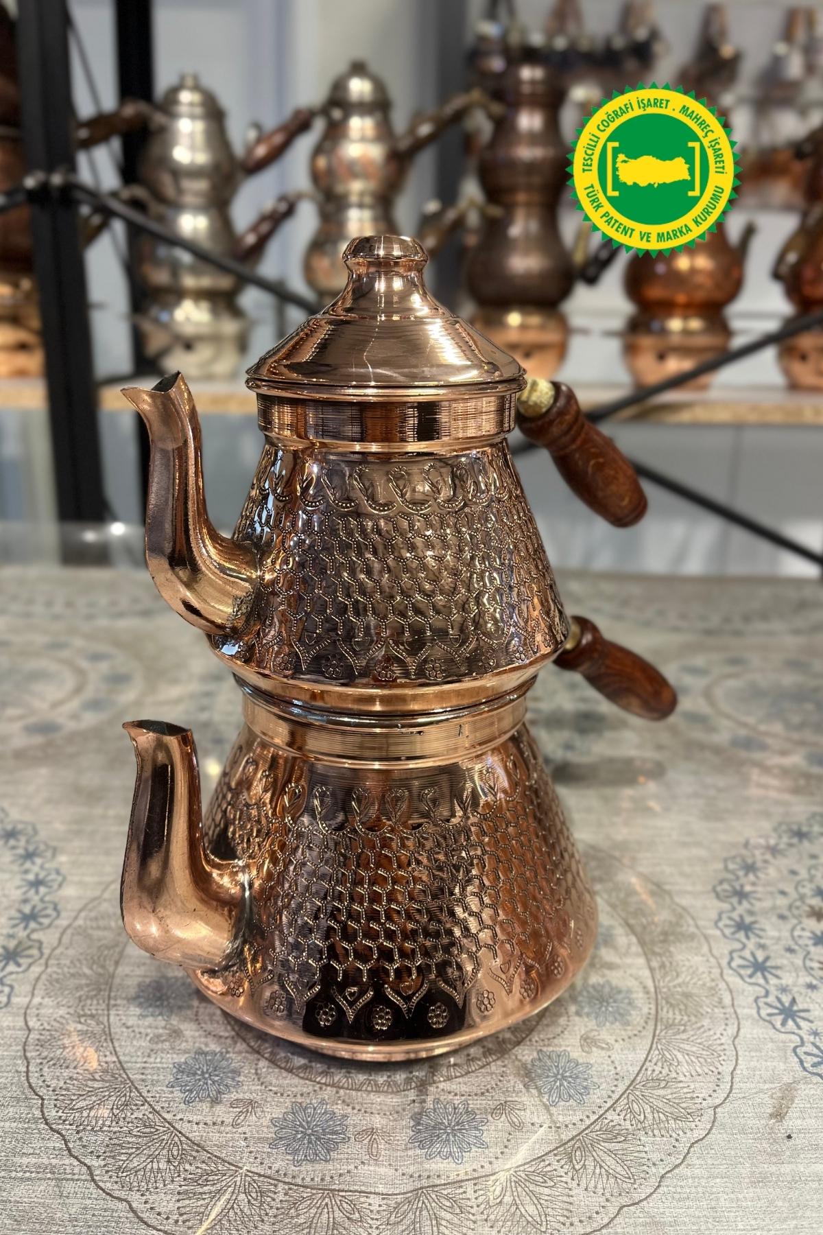 BAKIR PİRAMİT DESENLİ ÇAYDANLIK