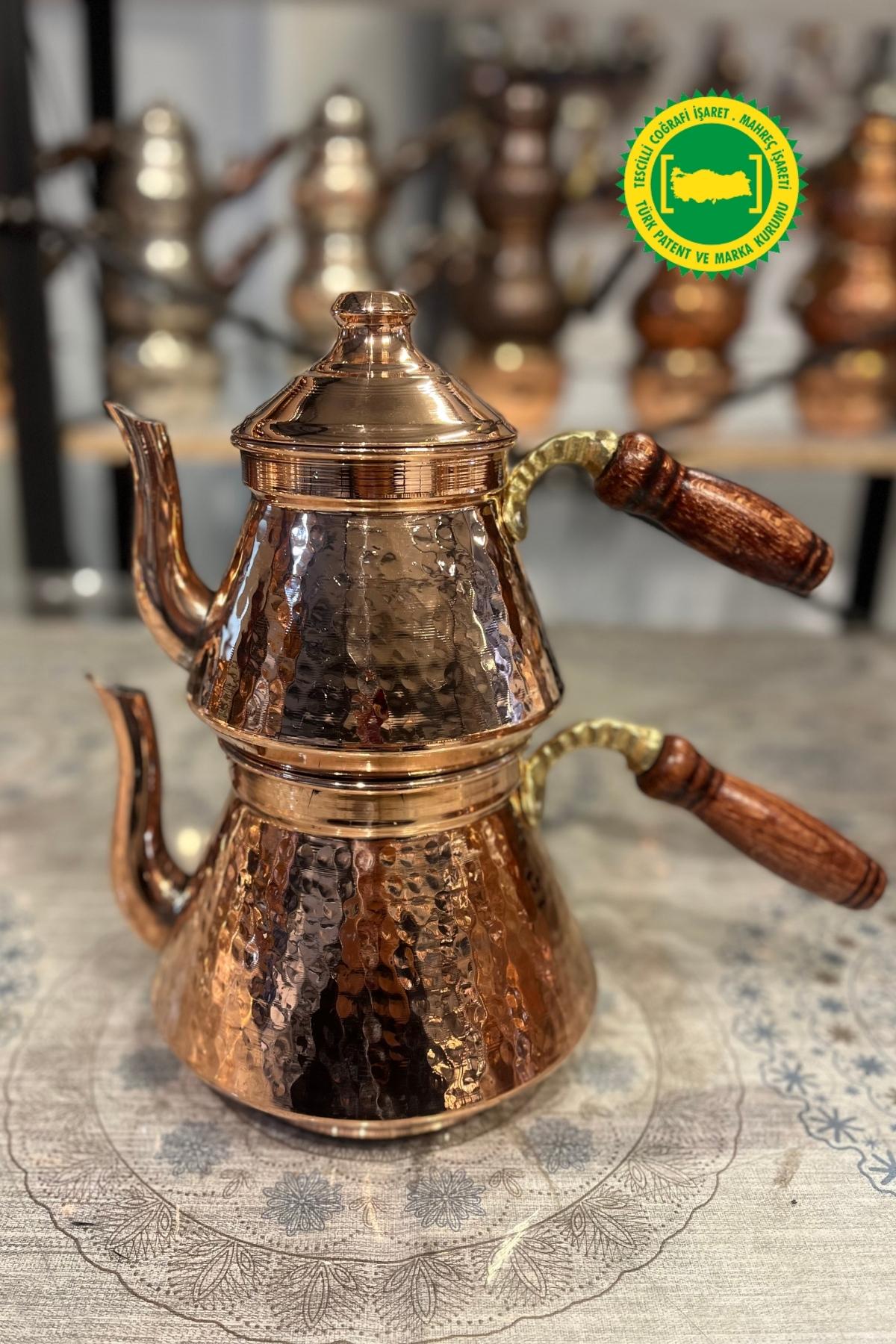 BAKIR PİRAMİT ÇEKİÇ DÖVME ÇAYDANLIK