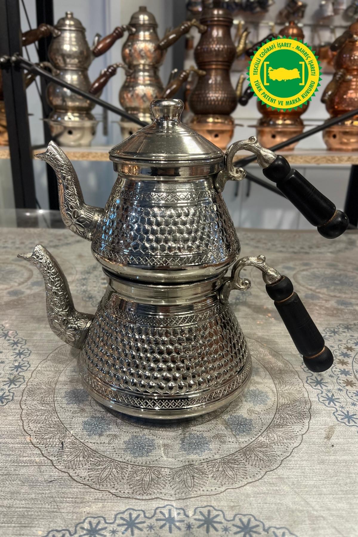 BAKIR PİRAMİT PETEK İŞLEME KALIN JUMBO DÖKÜM EMZİK ÇAYDANLIK