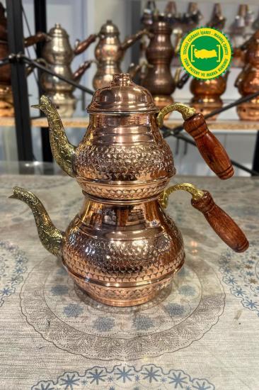 PETEK İŞLEME KLASİK KUŞAKLI DÖKÜM EMZİK BAKIR ÇAYDANLIK