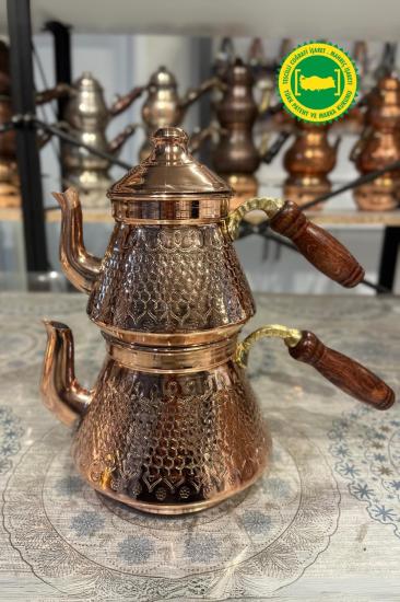BAKIR PİRAMİT DESENLİ ÇAYDANLIK
