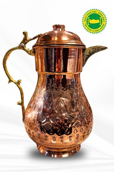 Kalem İşleme Bakır Ördek Sürahi Kapaklı