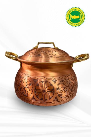 Göbeklitepe Oyma Ağır İşleme Bakır Tencere 3 Litre