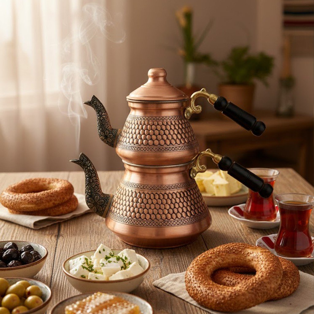 Bakır Selçuk Çaydanlık-Rose - skoçlu