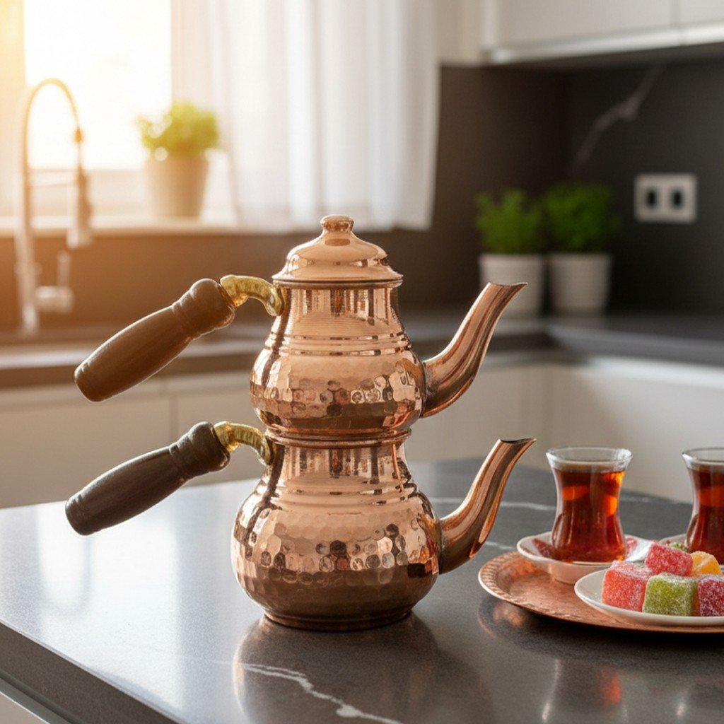 Bakır Küçük Klasik Çaydanlık