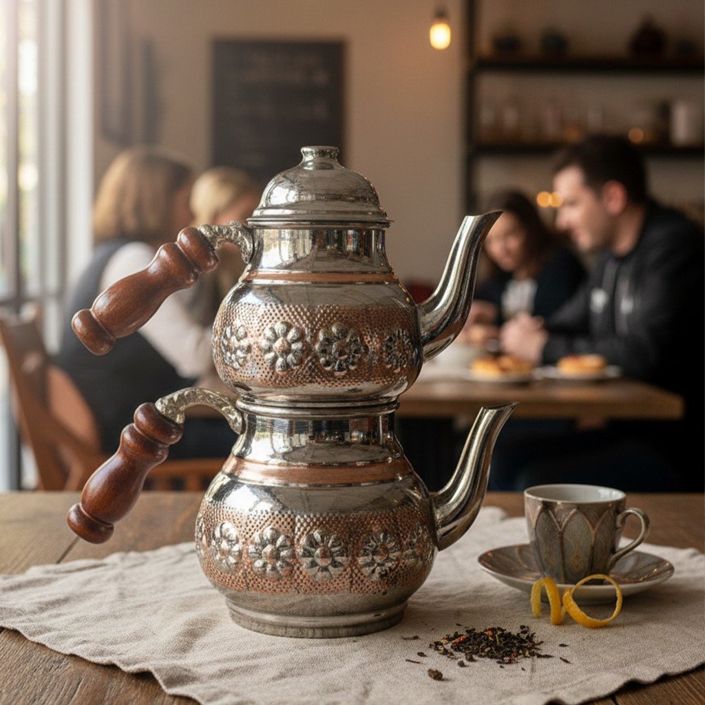 Bakır Küçük Klasik Çaydanlık-Çift renk